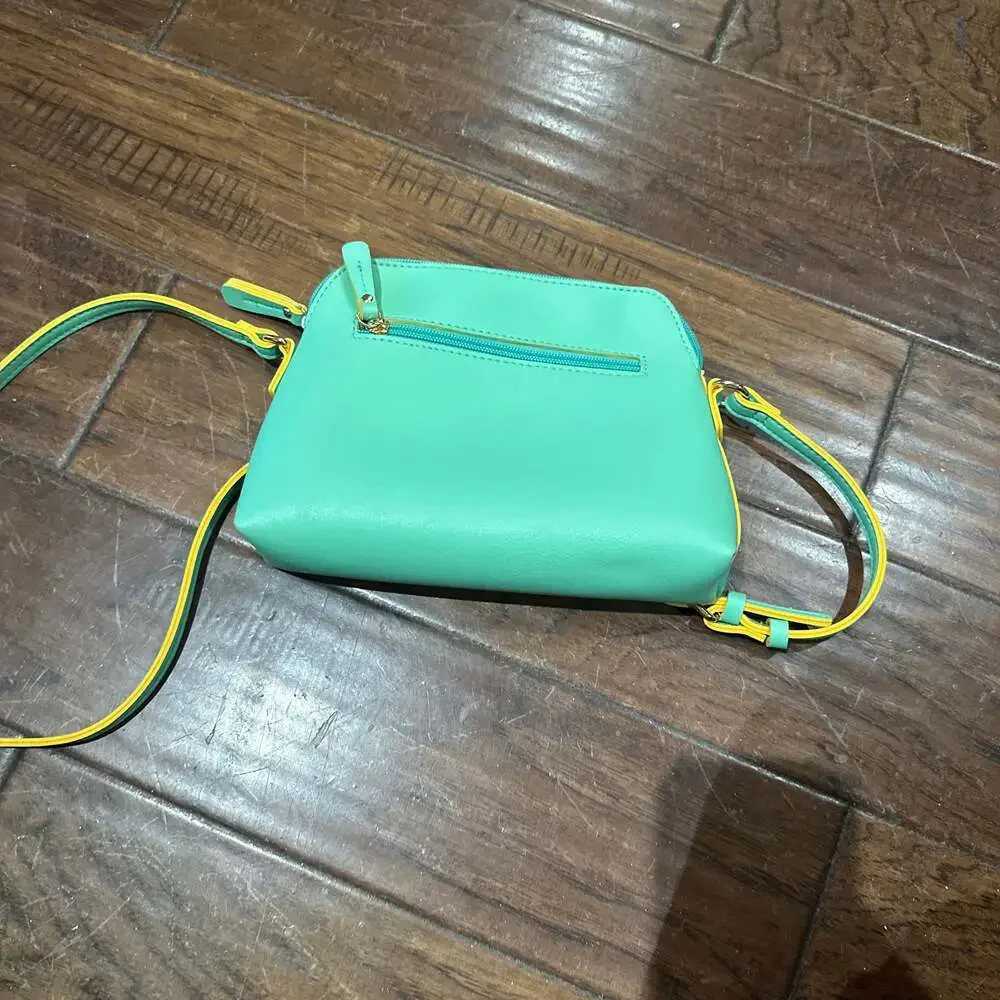 Caprese Teal and Yellow Crossbody Bag,‎ Faux Leather Small Purse